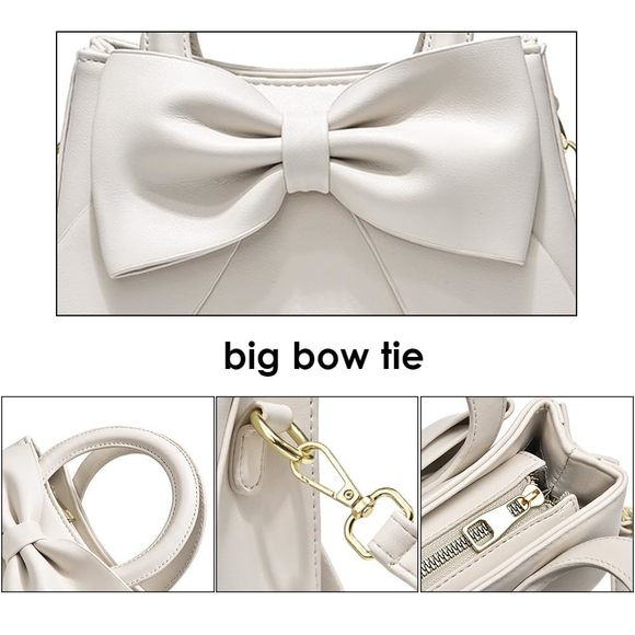 Cute B Bow Top-Handle Purse Vegan Leather Shoulder Handbag Soft >:) - Picture 5 of 6